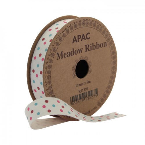 Meadow Ribbon Burgundy, Pink & Turquoise (17mm x 5m)