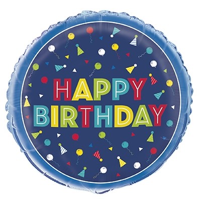 Happy Birthday Blue Celebrate 18" Foil Balloon