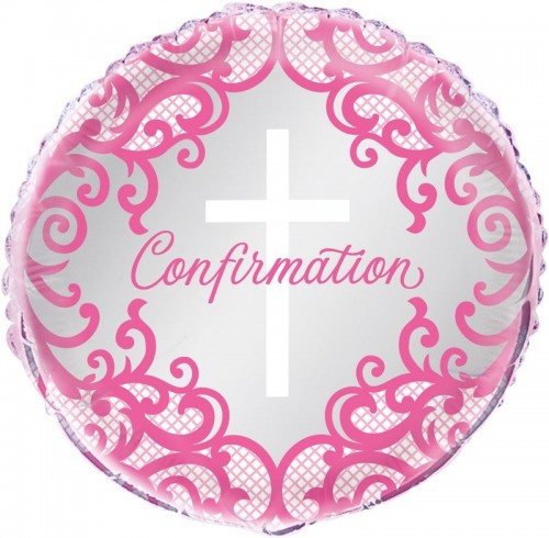 Fancy Pink Cross Confirmation - 18" Foil Balloon