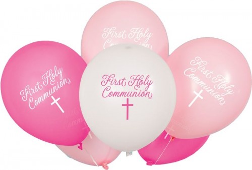 Fancy Pink Cross 12" Communion Latex 8ct