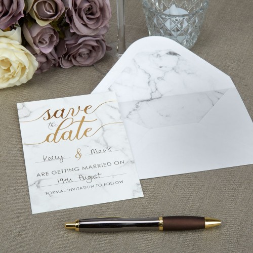 Scripted Marble - Save The Date Cards with Envelopes - 10ct