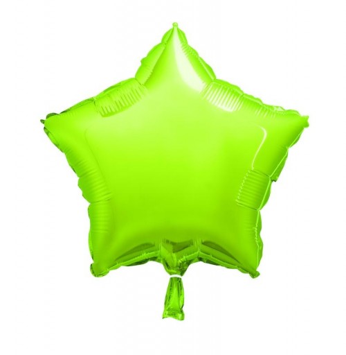 Lime Green - Star Shape - 18" foil balloon (Pack of 12, Flat)