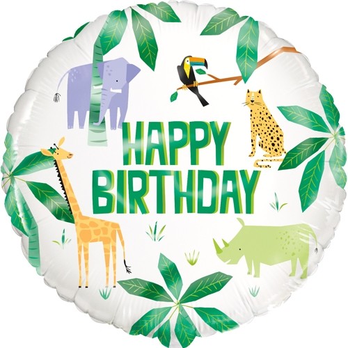 Happy Birthday Safari Animals 18" Foil Balloon