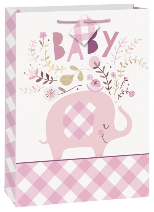 Baby Pink Elephant XL Giftbag 1ct