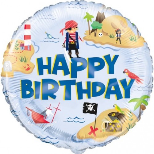 Happy Birthday Pirate Islands 18" Foil Balloon
