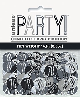 Black/Silver Glitz Foil Age 70 Confetti 0.5 oz