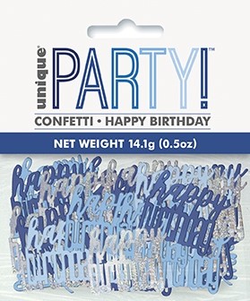 Blue/Silver Glitz Foil Happy Birthday Confetti 0.5 oz