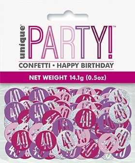 Pink/Silver Glitz Foil Age 40 Confetti 0.5 oz