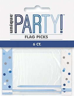 Blue/Silver Glitz Flag Picks 6ct