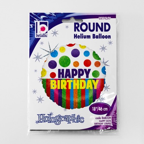 Happy Birthday Dots and Stripes GRABO 18" Foil; Balloon