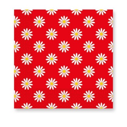 Red Daises 3-ply Paper Napkins 33X33cm 20ct