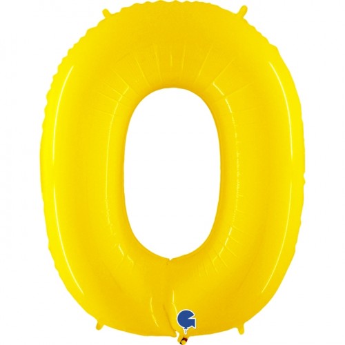 Number 0 Shiny Yellow 40" Foil Balloon