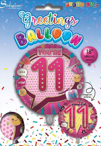 Age 11 Birthday Girl 18" Foil Balloon
