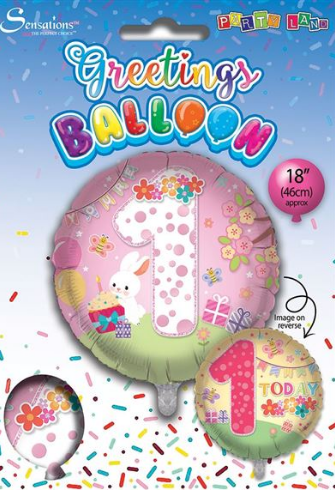 Age 1 Birthday Girl 18" Foil Balloon