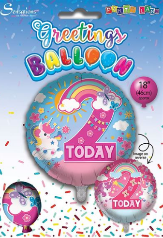 Age 2 Birthday Girl 18" Foil Balloon