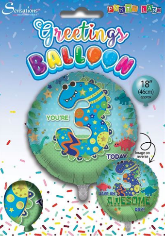 Age 3 Birthday Boy 18" Foil Balloon