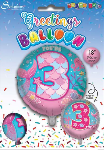 Age 3 Birthday Girl 18" Foil Balloon
