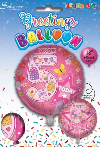 Age 5 Birthday Girl 18" Foil Balloon