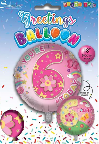 Age 6 Birthday Girl 18" Foil Balloon