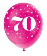 Age 70  5CT 12" Helium Fill Latex Balloon- Pearlized Assorted Colours, Printed All Around - 5ct