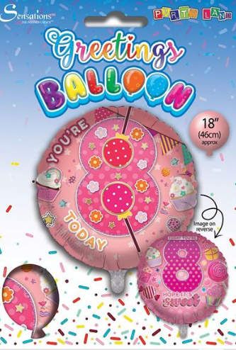 Age 8 Birthday Girl 18" Foil Balloon