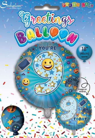 Age 9 Birthday Boy 18" Foil Balloon