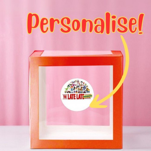Personalise me! The LATE LATE Toy Show Transparent Balloon Box 30x30x30cm Red