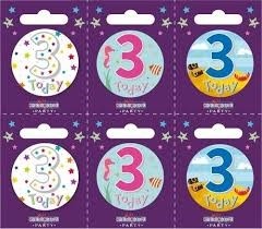 Age 3 Small Badges (5.5cm)