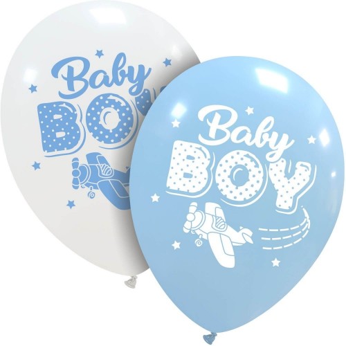 Baby Boy Aeroplane 12" Latex Balloons 25Ct