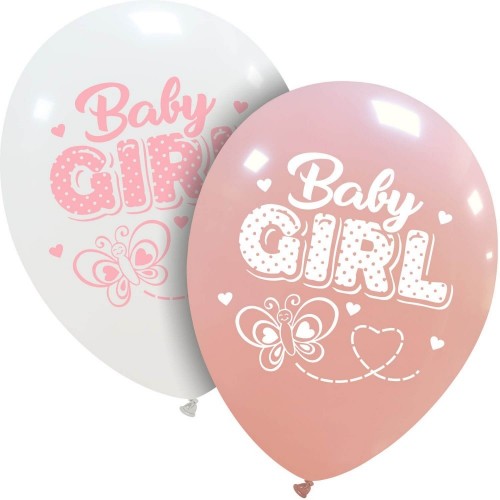 Baby Girl Butterflies 12" Latex Balloons 25Ct