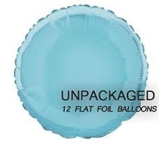 Baby Blue - Round Shape - 18" foil balloon (Pack of 12, Flat)