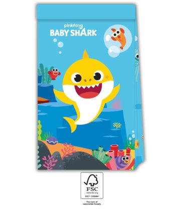 Baby Shark Paper Party Bags 4ct