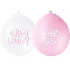Baby Shower Pink 9" Latex Air Fill Balloon - Assorted Colours, Printed 1 Side - 10ct.