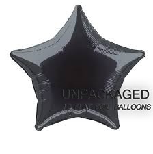 Black - Star Shape - 20" foil balloon (Pack of 12, Flat)