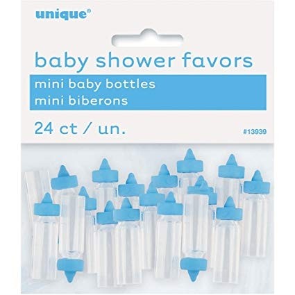 Mini Plastic Blue Baby Bottles - 24ct