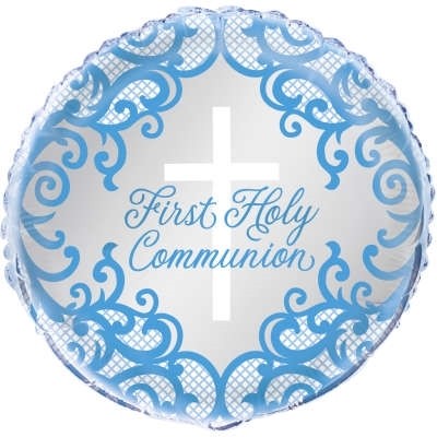 Fancy Blue Cross Communion - 18" Foil Balloon 