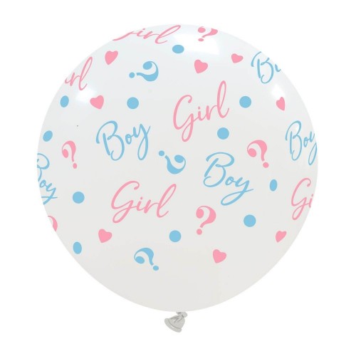 Boy or Girl? Gender Reveal White 24" Latex Balloon 1ct