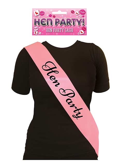 Sash Hen Party Pink with Black Text