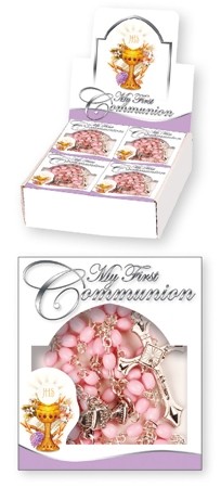 Communion Rosary Pink 1Ct