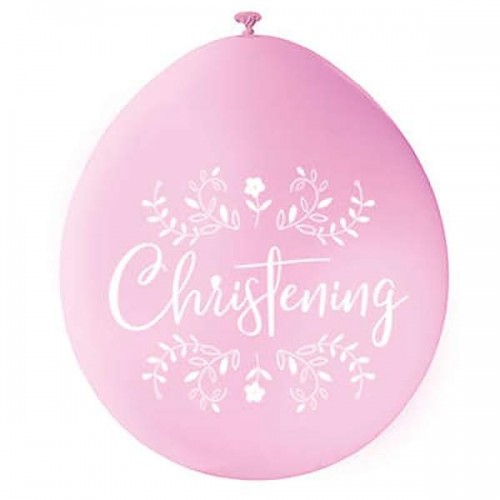 Christening Pink 9" Latex Air Fill Balloon Printed 1 Side - 10ct.