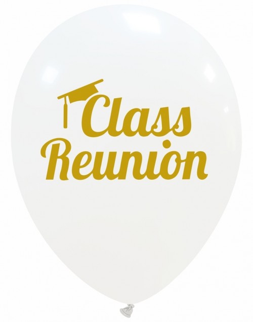 Class Reunion Gold on White 12" Latex Balloons 25Ct
