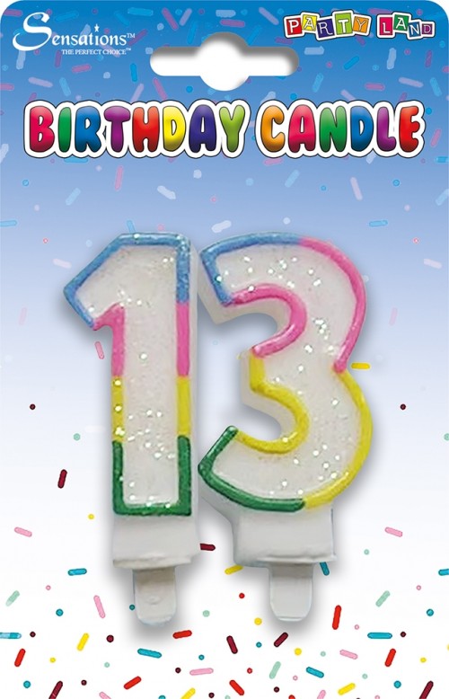 Rainbow Age 13 Birthday Candle