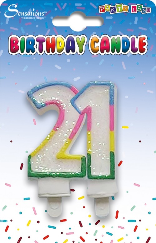 Rainbow Age 21 Birthday Candle