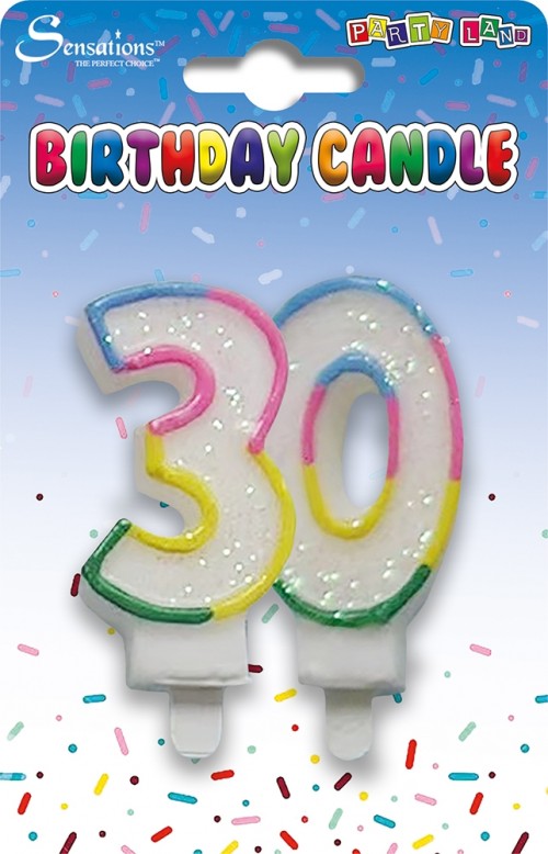 Rainbow Age 30 Birthday Candle 