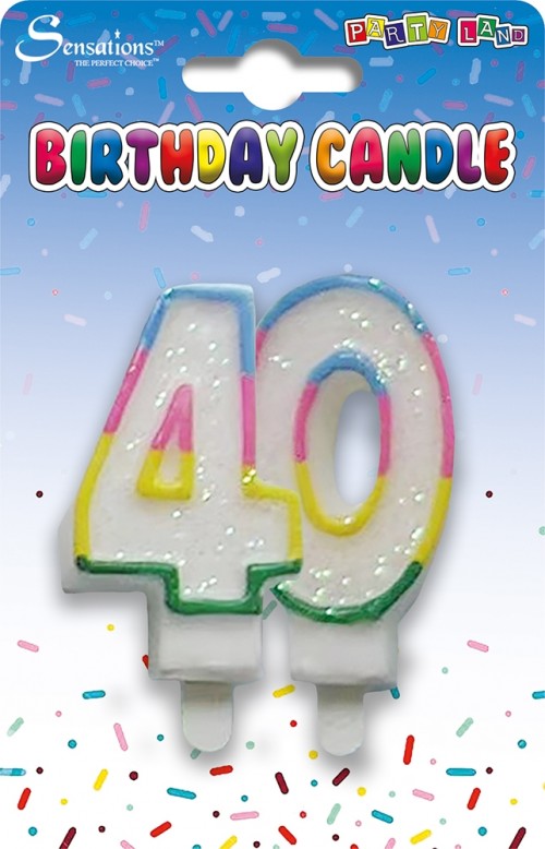 Rainbow Age 40 Birthday Candle 