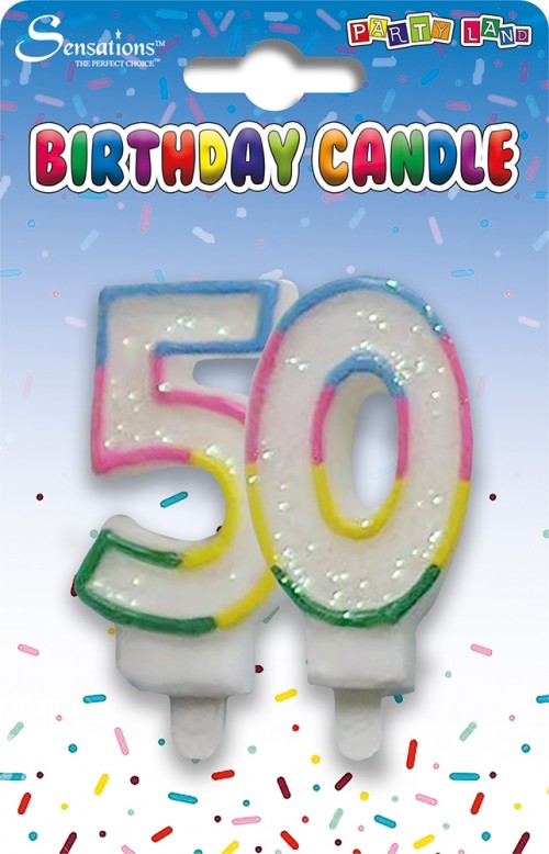 Rainbow Age 50 Birthday Candle