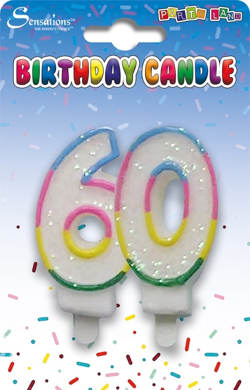 Rainbow Age 60 Birthday Candle 
