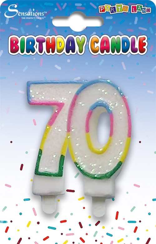 Rainbow Age 70 Birthday Candle