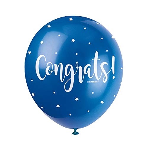 Congrats  5CT 12" Helium Fill Latex Balloon- Pearlized Assorted Colours, Printed All Around - 5ct