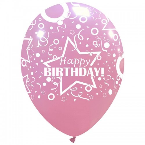 Star Happy Birthday Pink 12" Latex 50ct